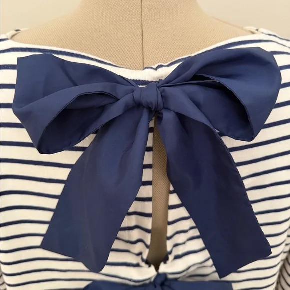 J. Crew Navy & White Striped Bow-Back Top - Picture 6 of 7